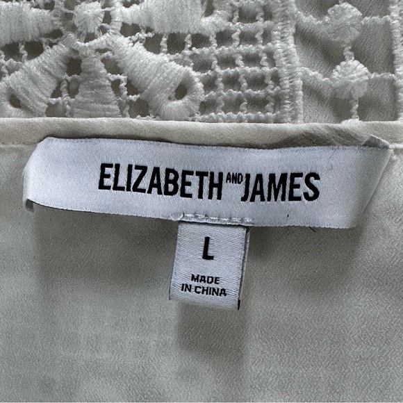 ELIZABETH and JAMES Ivory Sleeveless Floral Crochet  Tank Top Size Large - Picture 6 of 10